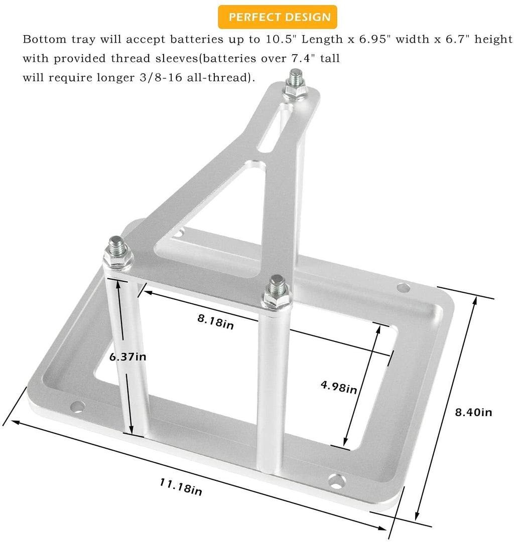 Universal Aluminum Battery Tray Hold Down Trunk Relocation Box 551181