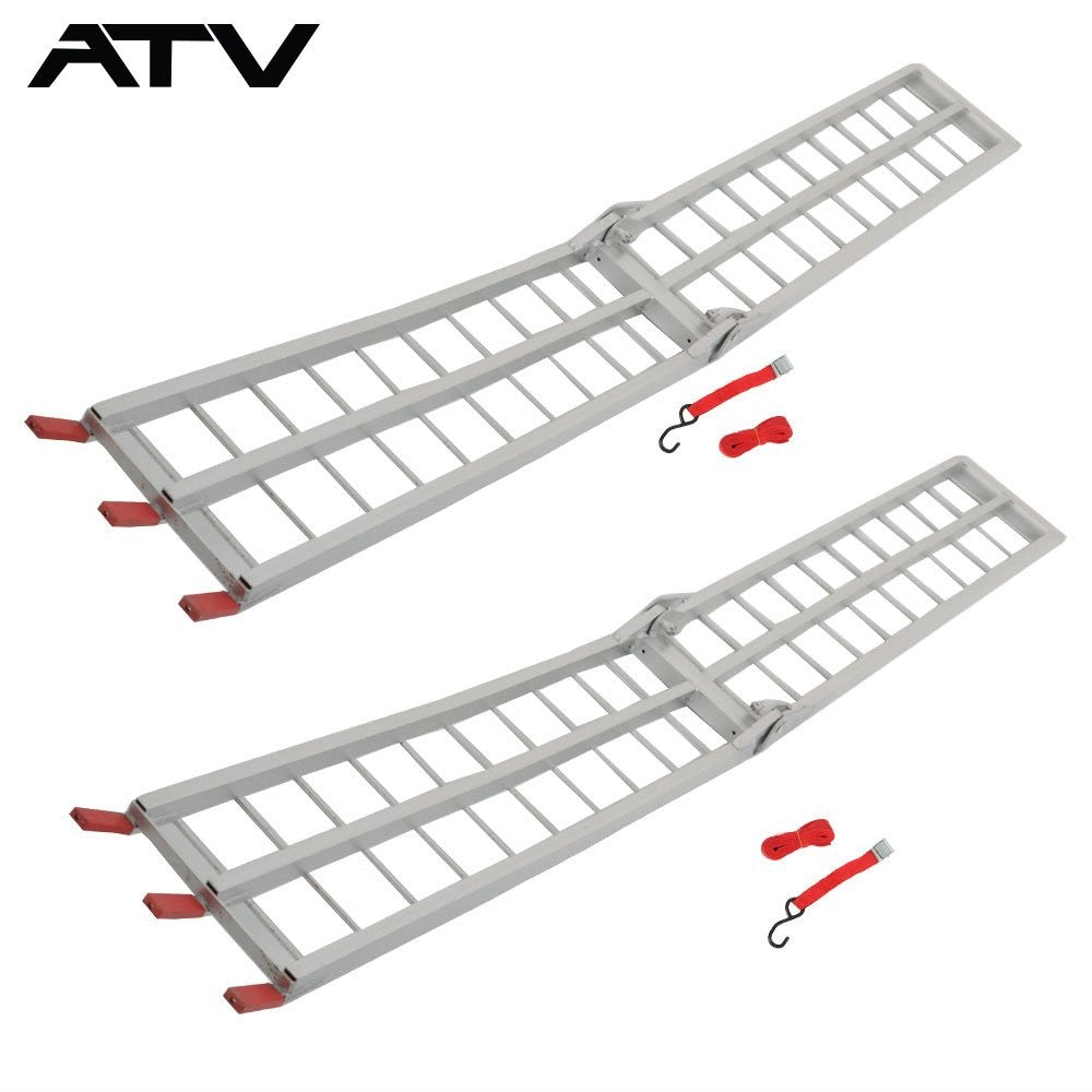 ATV UTV 7.5' Aluminum Folding Loading Ramps For Truck Motorcycle Lawn Mower ×2