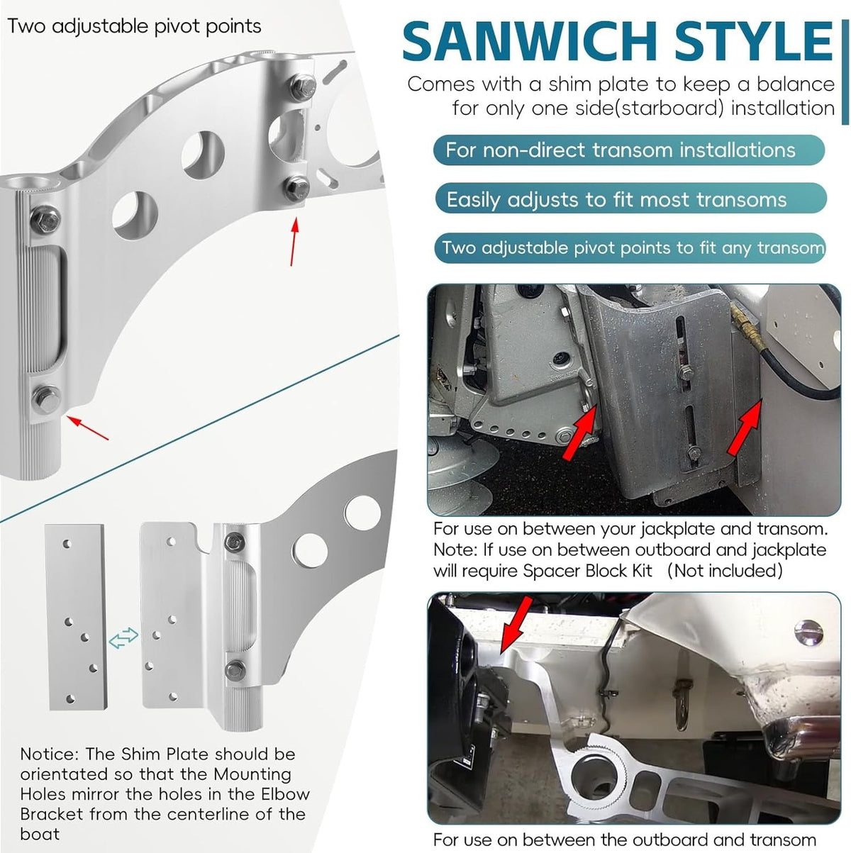 1810303 Talon Sandwich Adapter Bracket Heavy Duty Talon Mount for Starboard