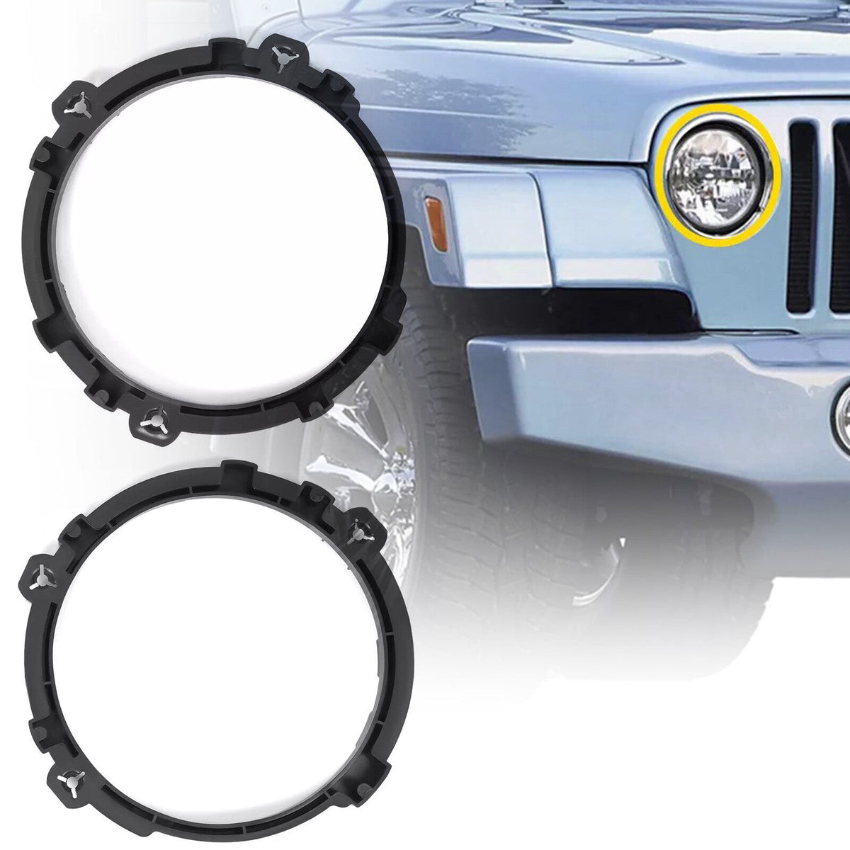 Black 7" Headlight Replacement Mount Bracket Ring Fit Jeep Wrangler 1997-2006