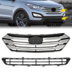 For Hyundai Santa Fe Sport 2013-2016 Front Upper & Lower Bumper Grille Grill Set