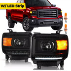DRL LED Headlights Projector For 2014-2018 GMC Sierra 1500 2015-2019 2500 3500HD