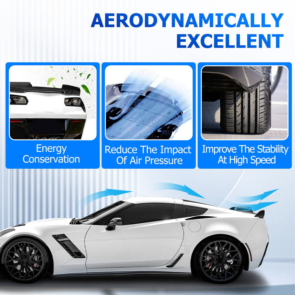 Rear Trunk Spoiler W/Side Winglet Matte Black For 14-19 Corvette C7 Z06