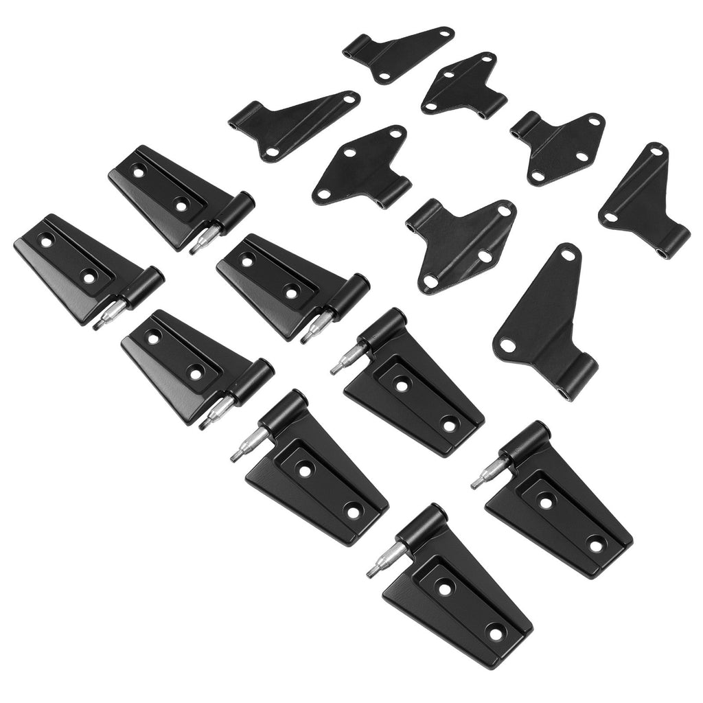 For 07-2018 Jeep Wrangler JK 16PCS Door Hinge Replacement Set Black Powder Coat