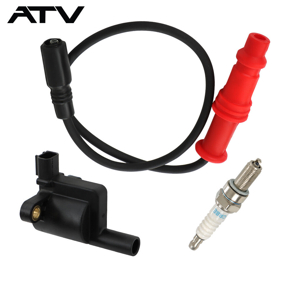 Ignition coil w/ Wire Cap & Spark plug for Polaris Ranger 500 4x4 2008 2009-2014