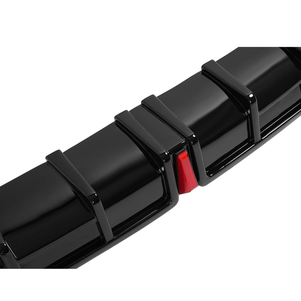 For 22-26 Honda Civic Sedan Black Rear Bumper Diffuser + Corner Spat w/LED Light