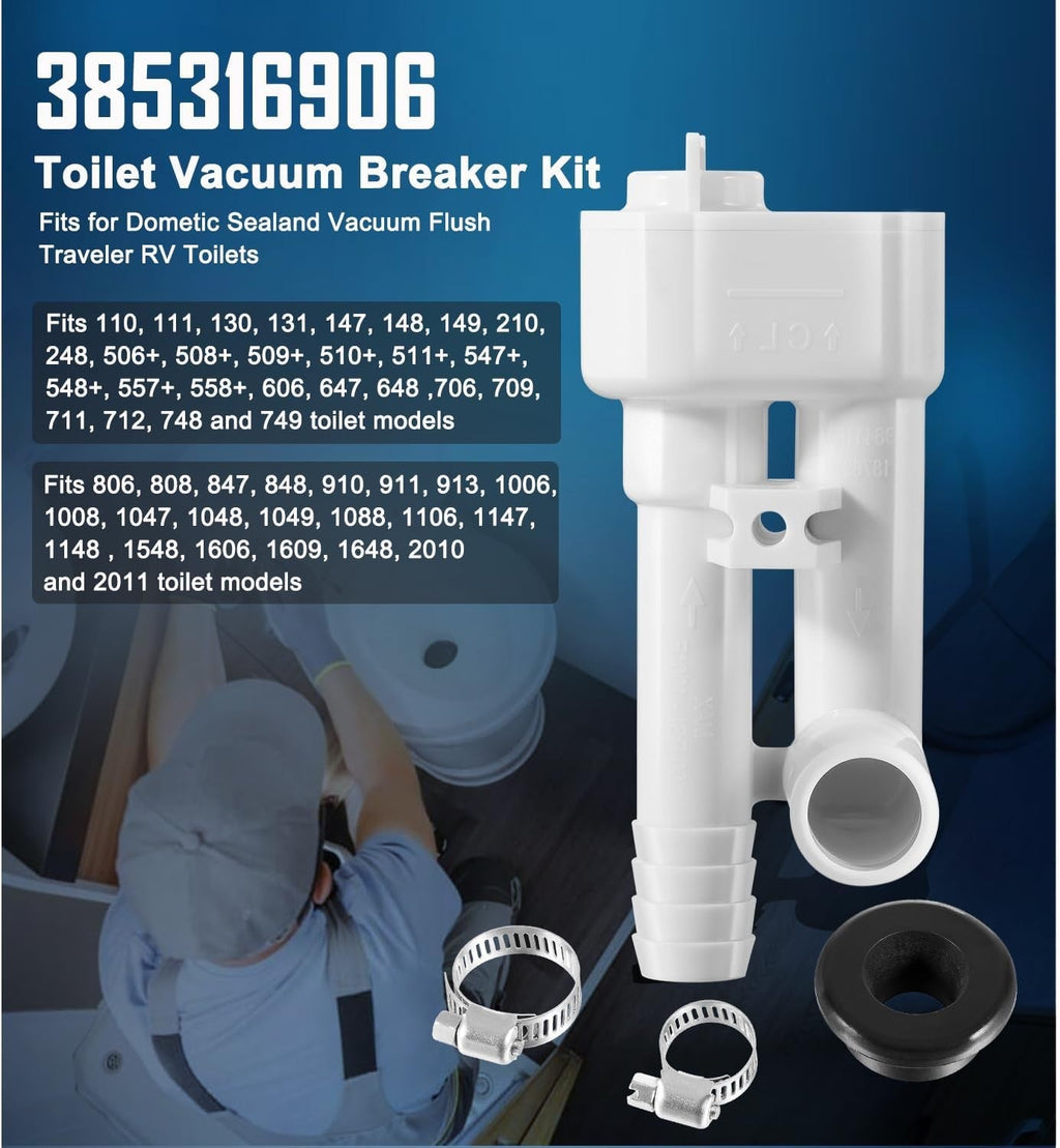 385316906 Vacuum Breaker Kit for Dometic SeaLand, VacuFlush, Traveler Toilets