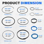 5.0" Bore x 2.0" Rod Cylinder Hydraulic Log Splitter Cylinder Rebuild Seal Kit