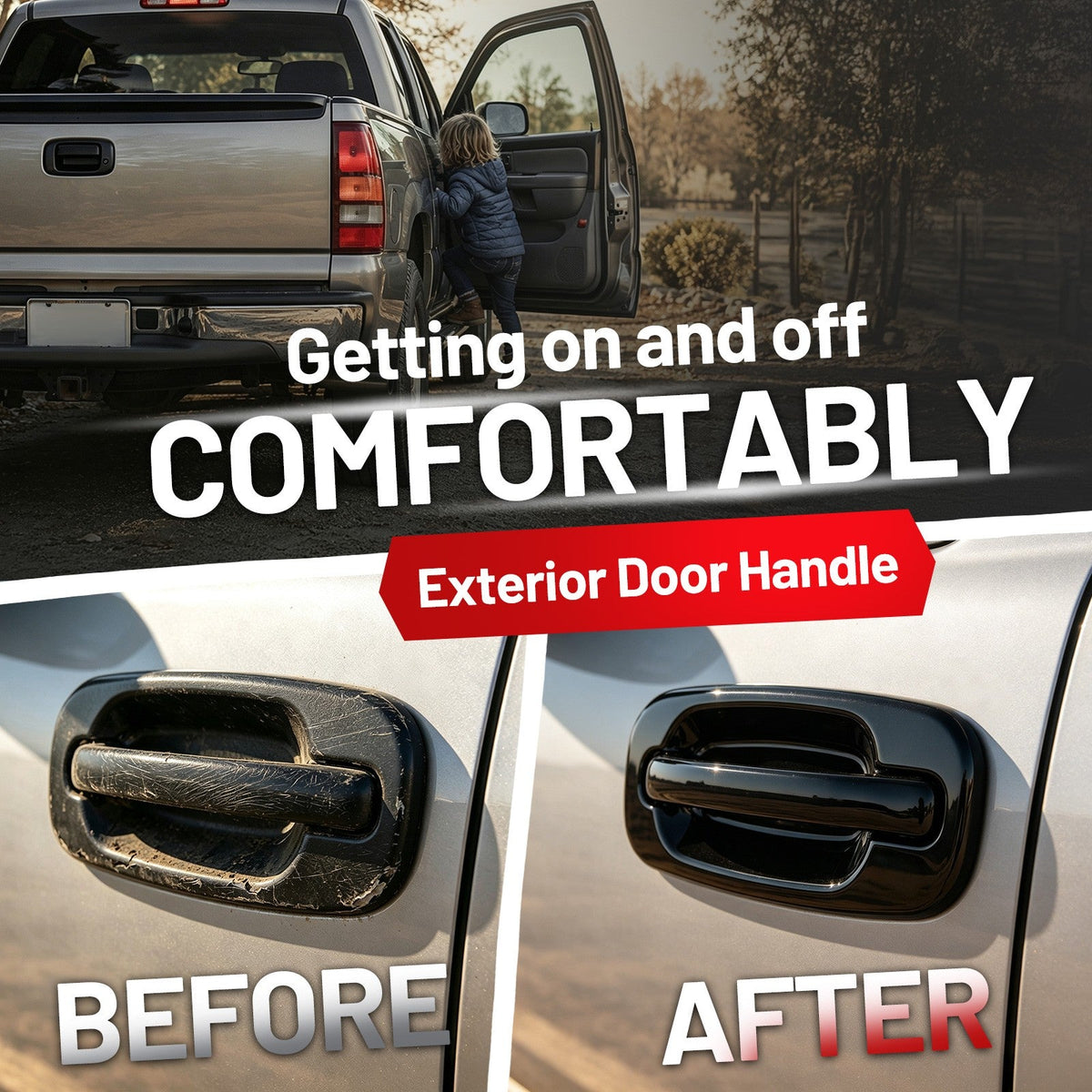 4Pcs NEW Outside Door Handles Set Painted Black For Silverado Tahoe Sierra 99-06