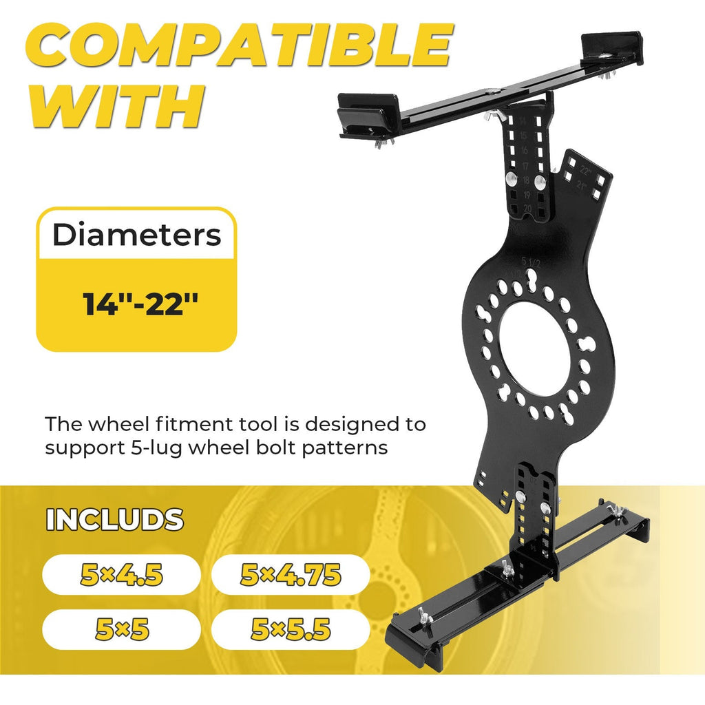 5-Lug Pattern 14"-22"Wheel Fitment Simulator Tool Tire Size For Measuring Mockup