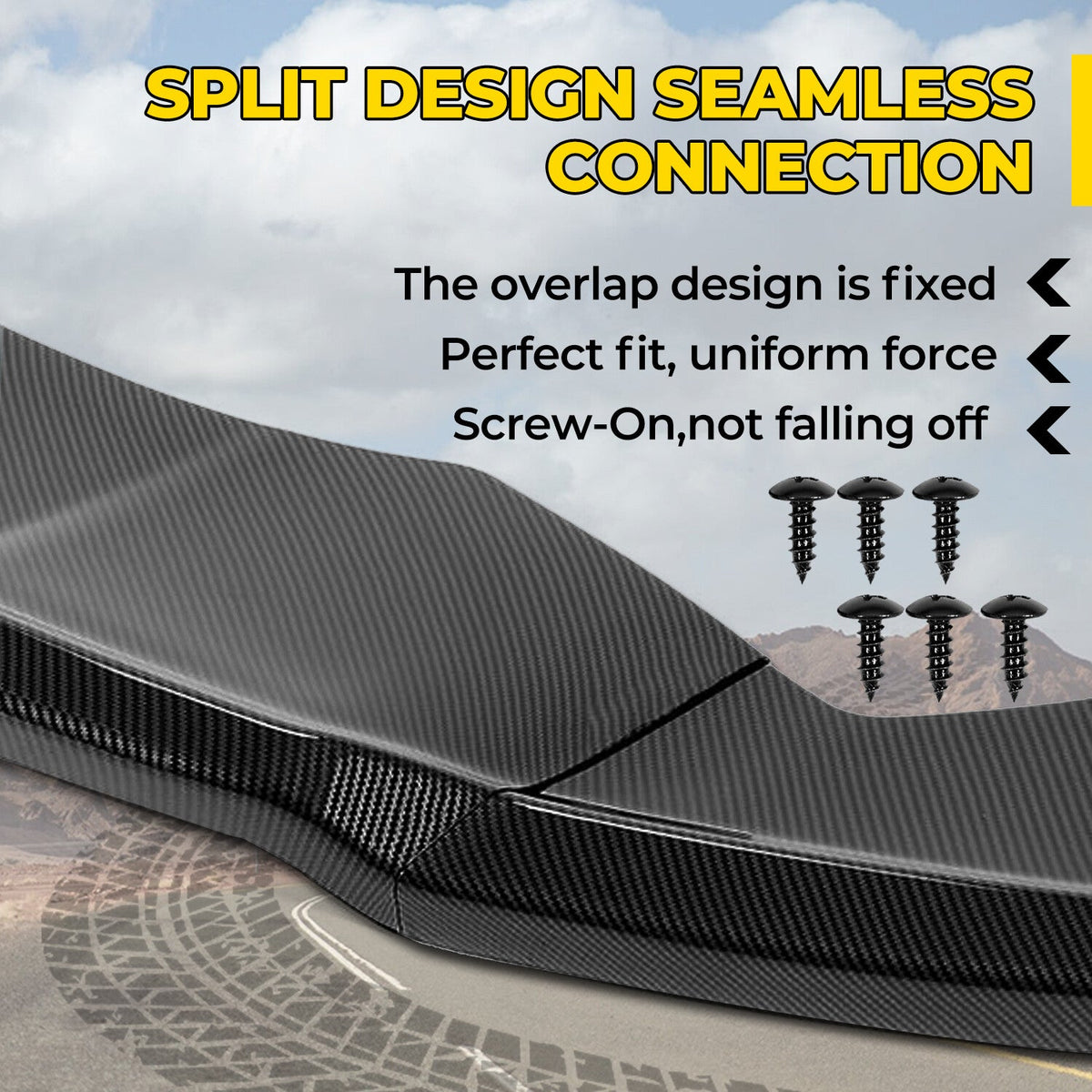 Fits Tesla Model X  2016-2020 ABS Front Bumper Lip Splitter Carbon Fiber Style