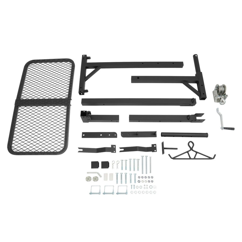 400lbs 360° Swivel Hitch Mount Deer Hanger Game Hoist w/ Lifting System Platform