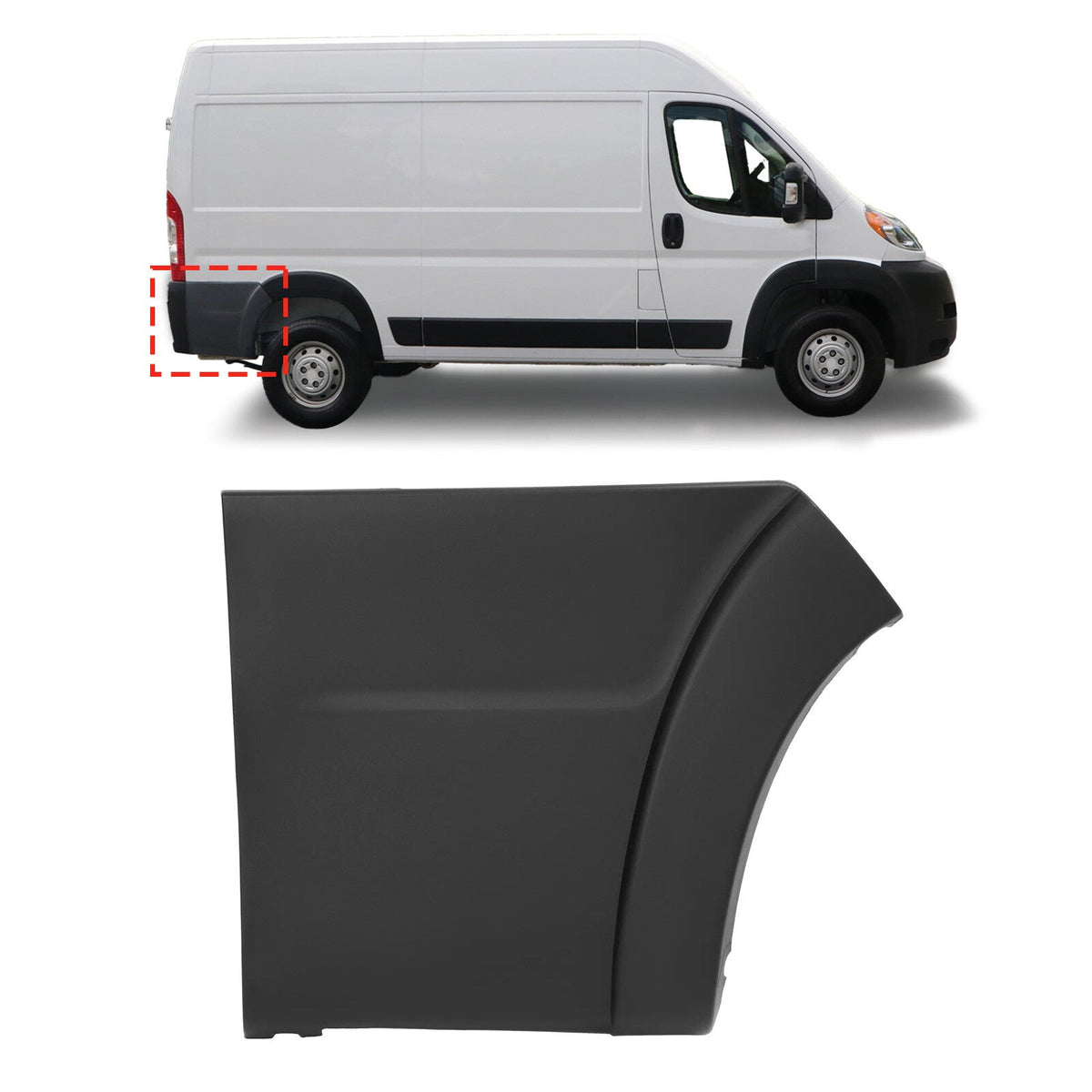 REAR QUARTER PANEL TRIM MOLDING BUMPER FLARE RIGHT FOR RAM PROMASTER 2019-2022
