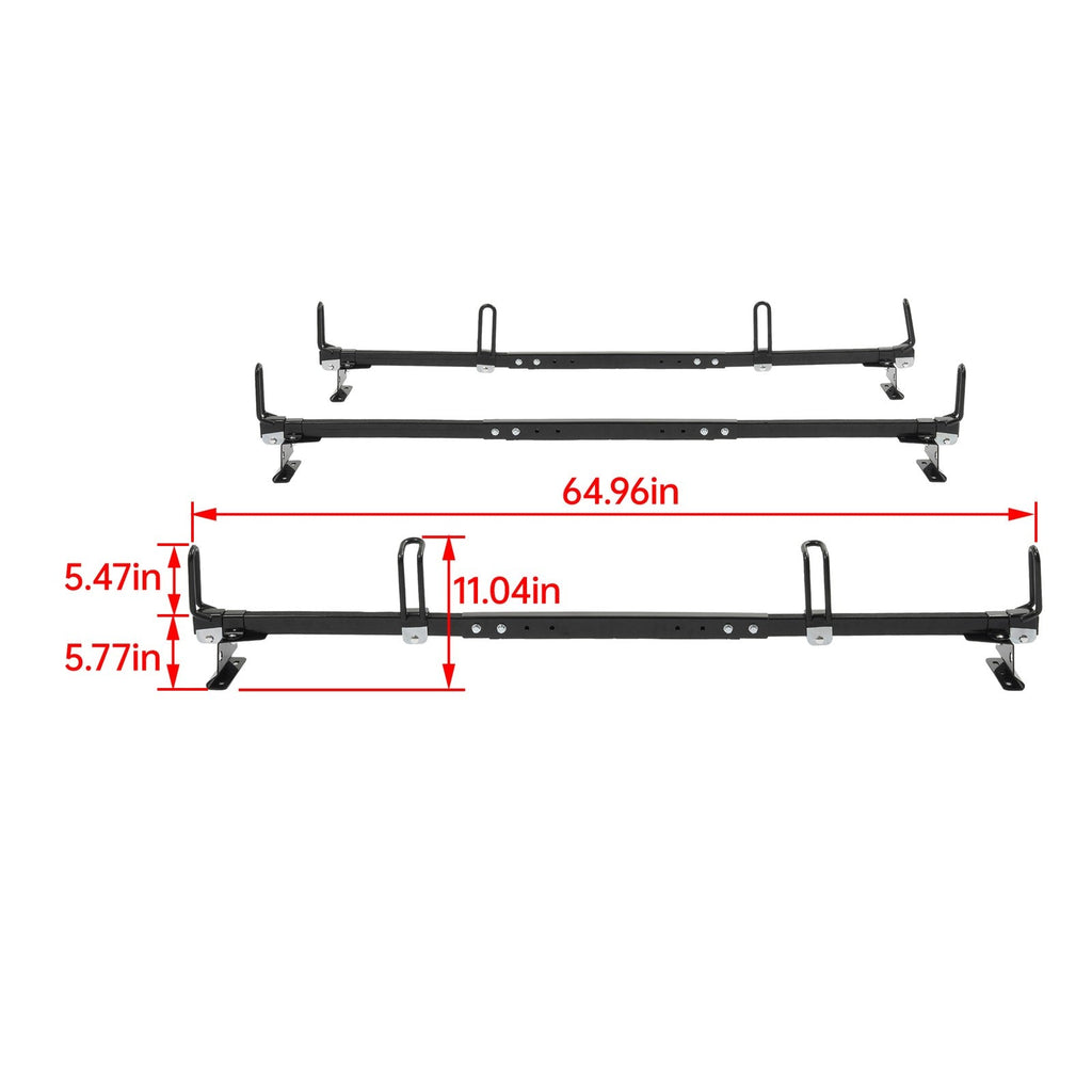 65" 3-Bar Cargo Van High Ladder Roof Rack For Nissan NV 1500 2500 3500 750 lbs