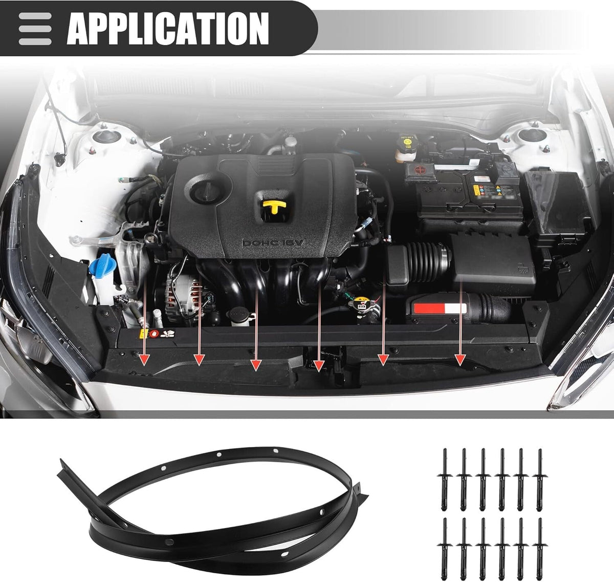 For 08-22 Hood Challenger Dodge to Nose Bumper Fascia Seal & Rivets 68051392AB