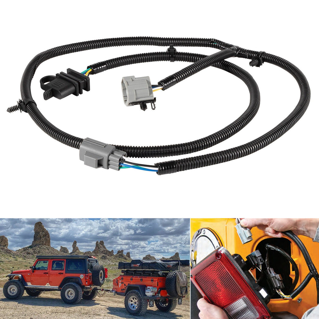For 07-18 Jeep Wrangler JK 70.5" 4-Way Tow Hitch Trailer Wiring Harness 92015