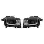 Pair LED Tube Projector Headlights Headlamp Black For Chevrolet Camaro 2010-2013