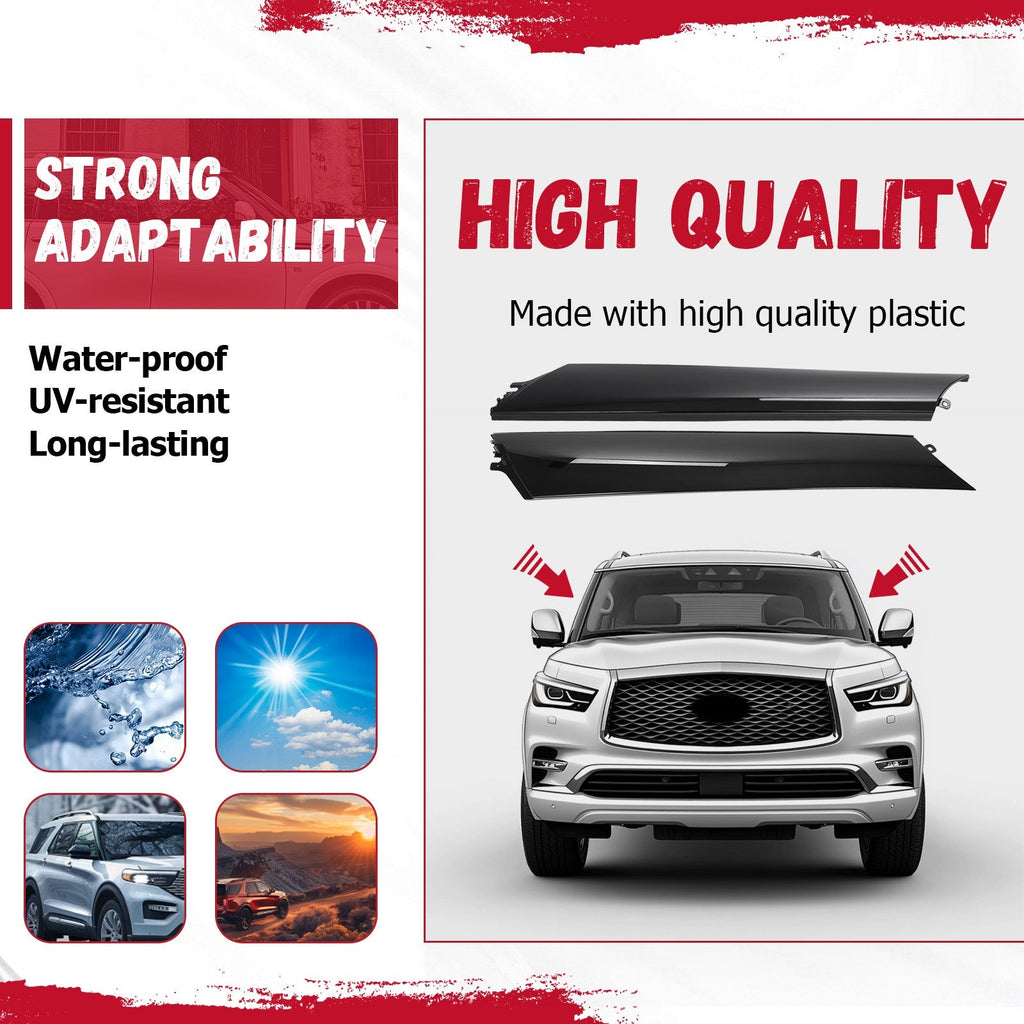 For Infiniti QX56 QX80 Nissan Armada 11-22 Windshield Trim Pillar Molding 2Pcs