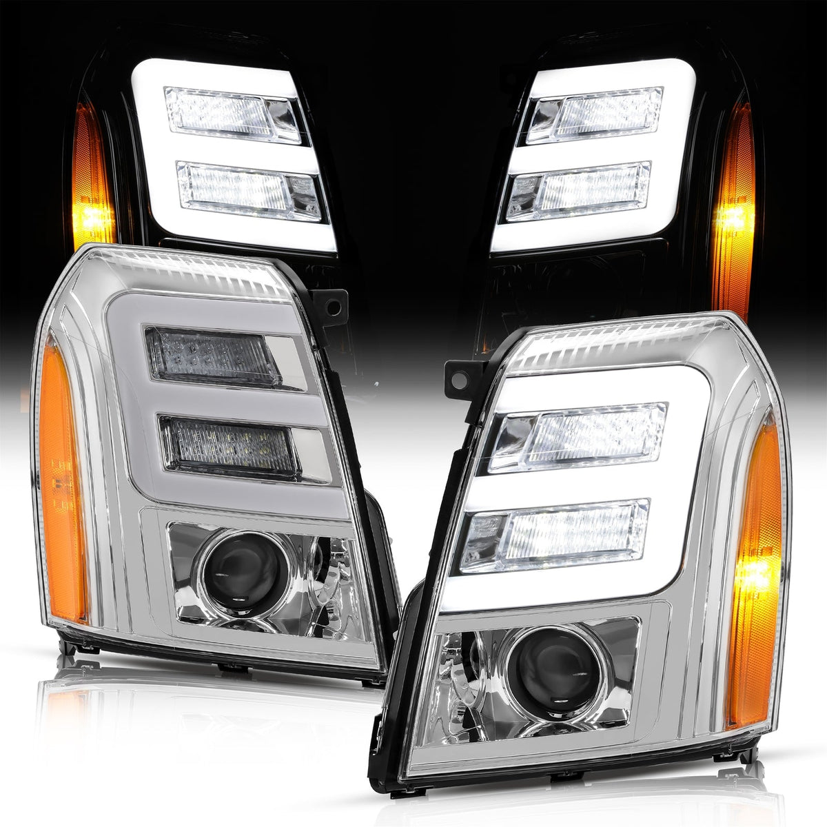 [HID] LED DRL Projector Headlights For Cadillac Escalade ESV EXT 2007-2014