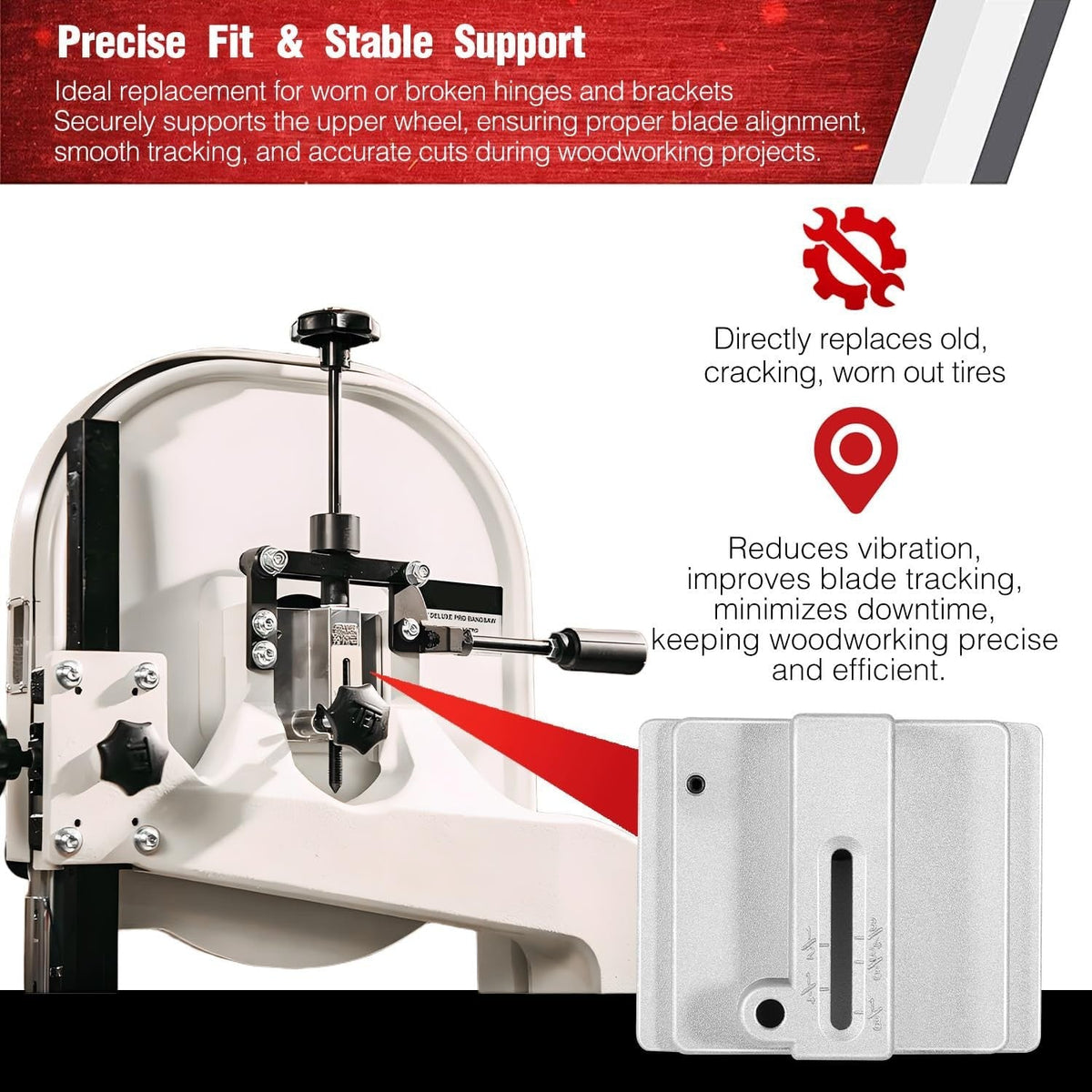 14" Cast Iron Bandsaw Replacement Kit-Alloy Upper Wheel Hinge & Bracket Assembly