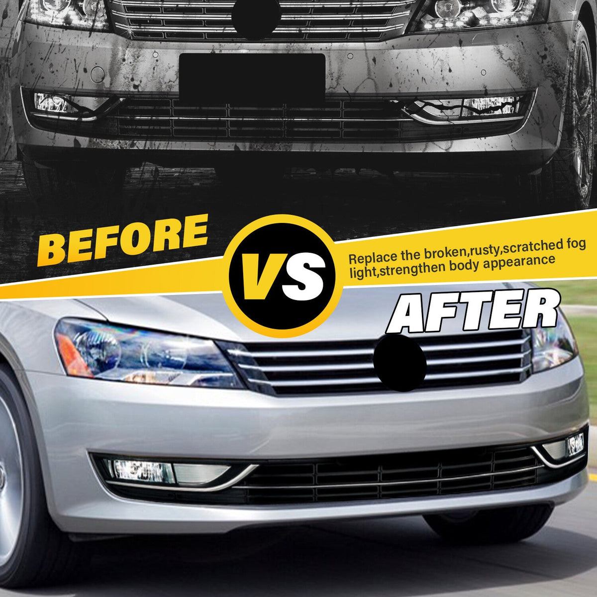 For VW Passat 2012-2015 Front Bumper Fog Lights Corner Lamp & Lower Grille 7PC