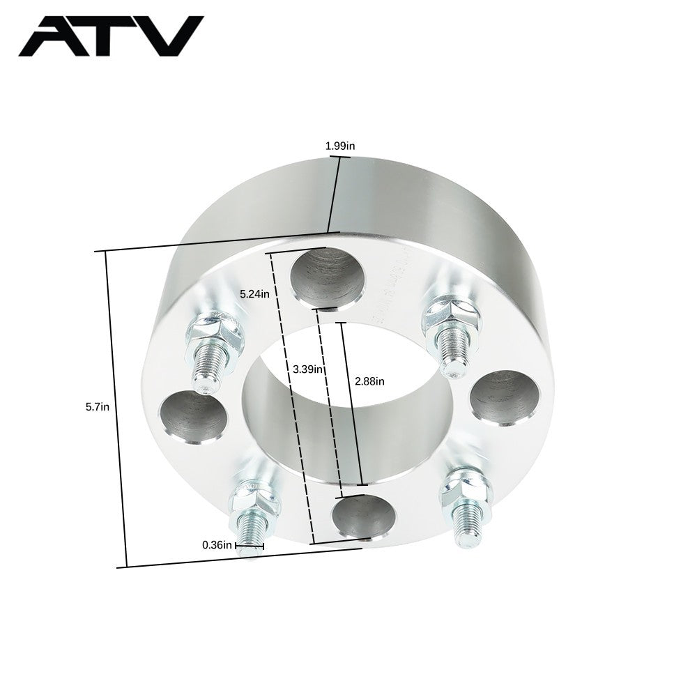 4× Wheel Spacers 4x110 2" 74mm M10x1.25 Silver For Honda Rincon 680 2006-2016