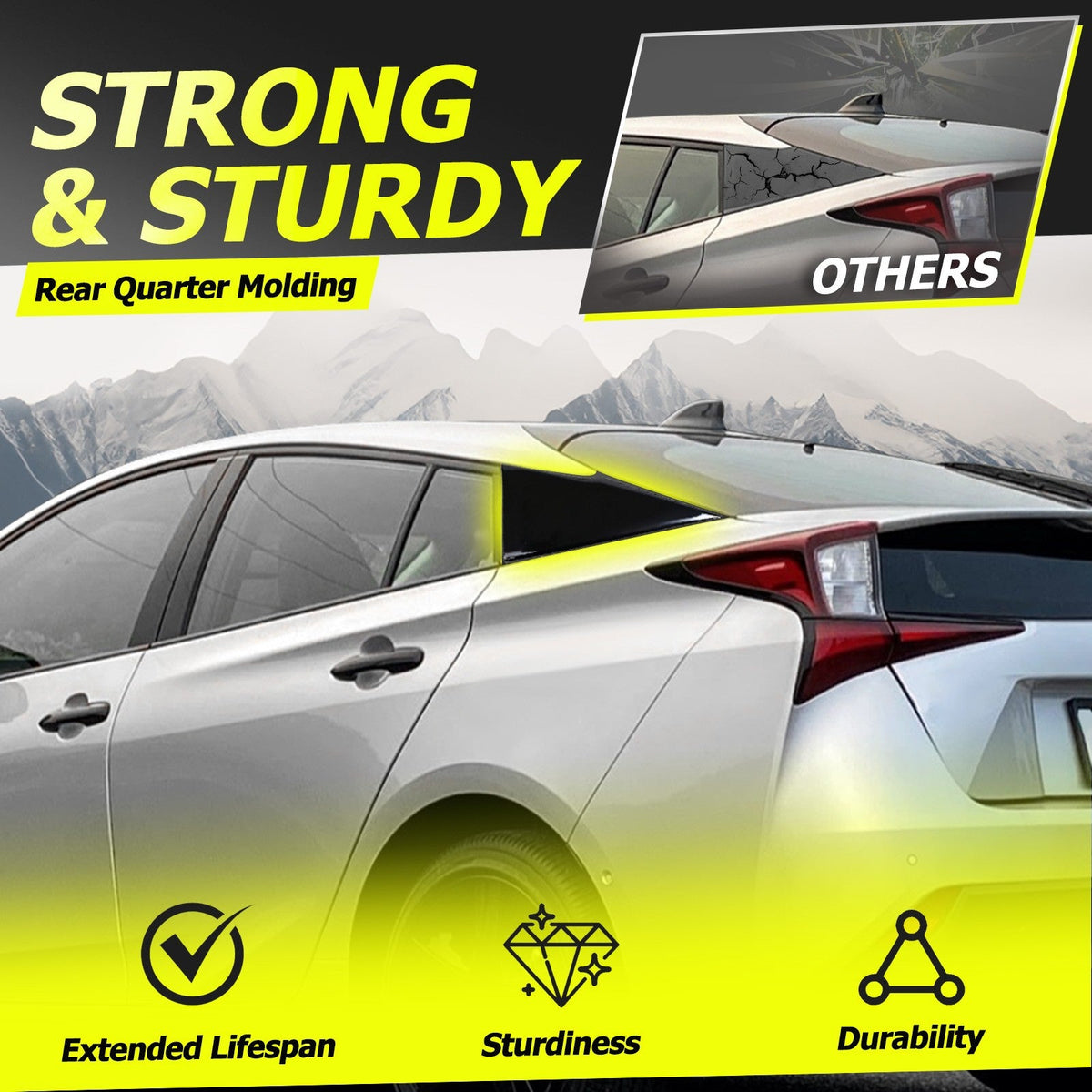 Rear LH+RH Quarter Molding Cover Panel For Toyota Prius 16-22 Prius Prime 17-22