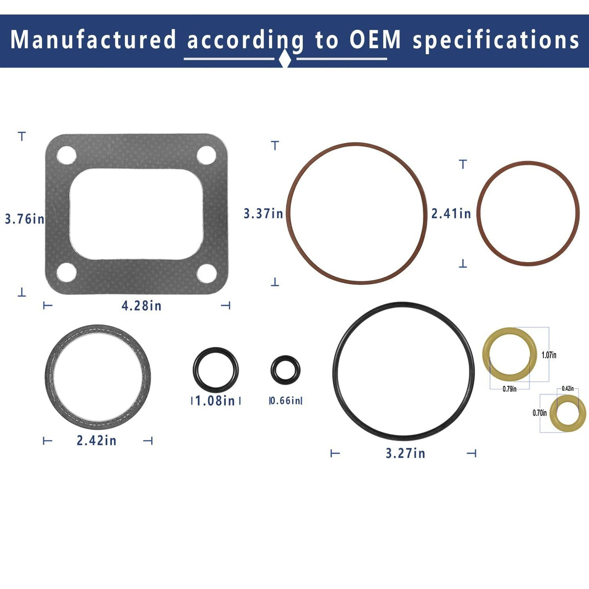 72468 Turbo Mounting Gaskets & Turbo Pedestal O-Ring Seal Gaskets for Ford 7.3L