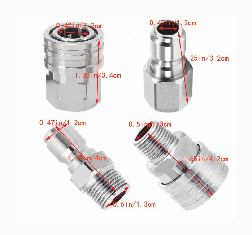2 Sets NPT 1/4 Inch Pressure Washer Coupler Quick Connect Plug Fitting Adapter