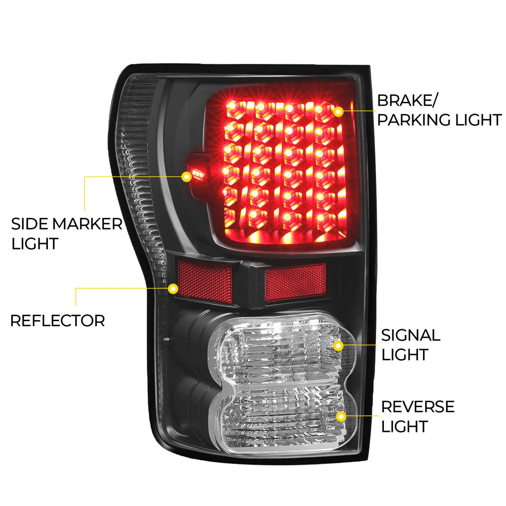 For Toyota Tundra 2007-2013 Full LED Tail Lights Lamps Left+Right Pair Set Black