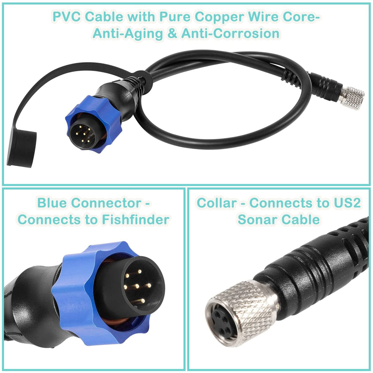MKR-US2-10 Universal Sonar 2 Adaptor Cable for Lowrance Fish Finder 1852060