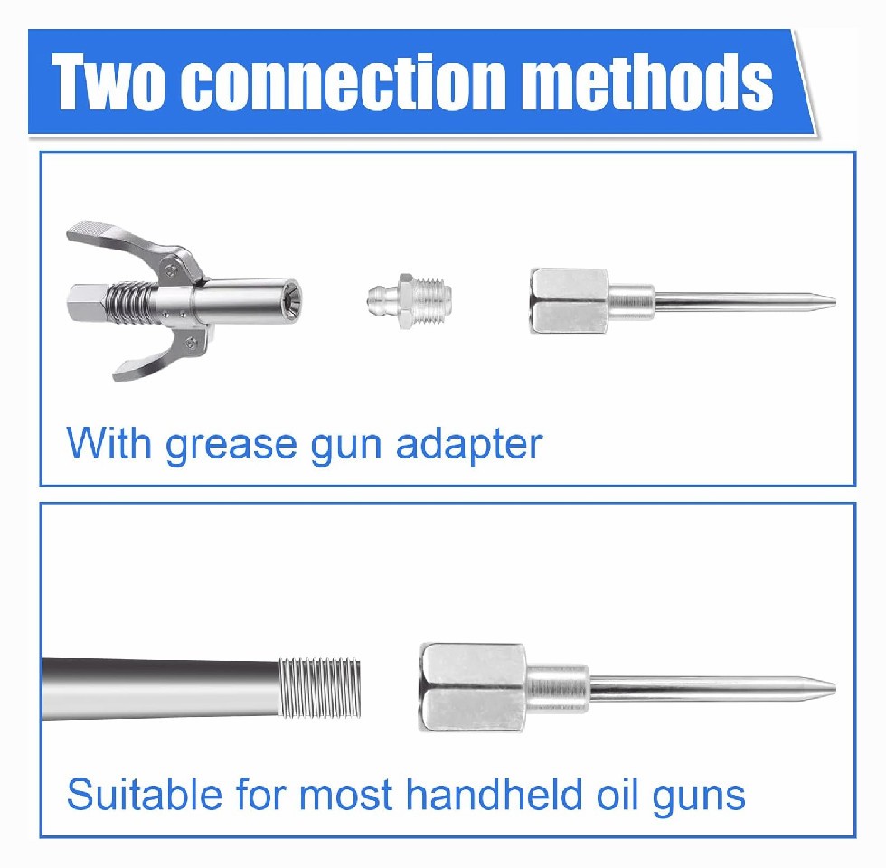 5 Pcs Grease Needle Nozzle + 1 Grease Needle Dispenser + 1 Rubber Joint Grease N