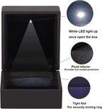2 Pcs LED Lighted Ring Box Jewelry Case Display Engagement Romantic Wedding Gift