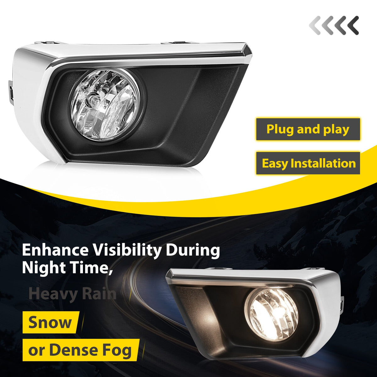 For Chevrolet Colorado 2021-2022 Clear Fog Lights w/ Chrome Bezel Wires Switch