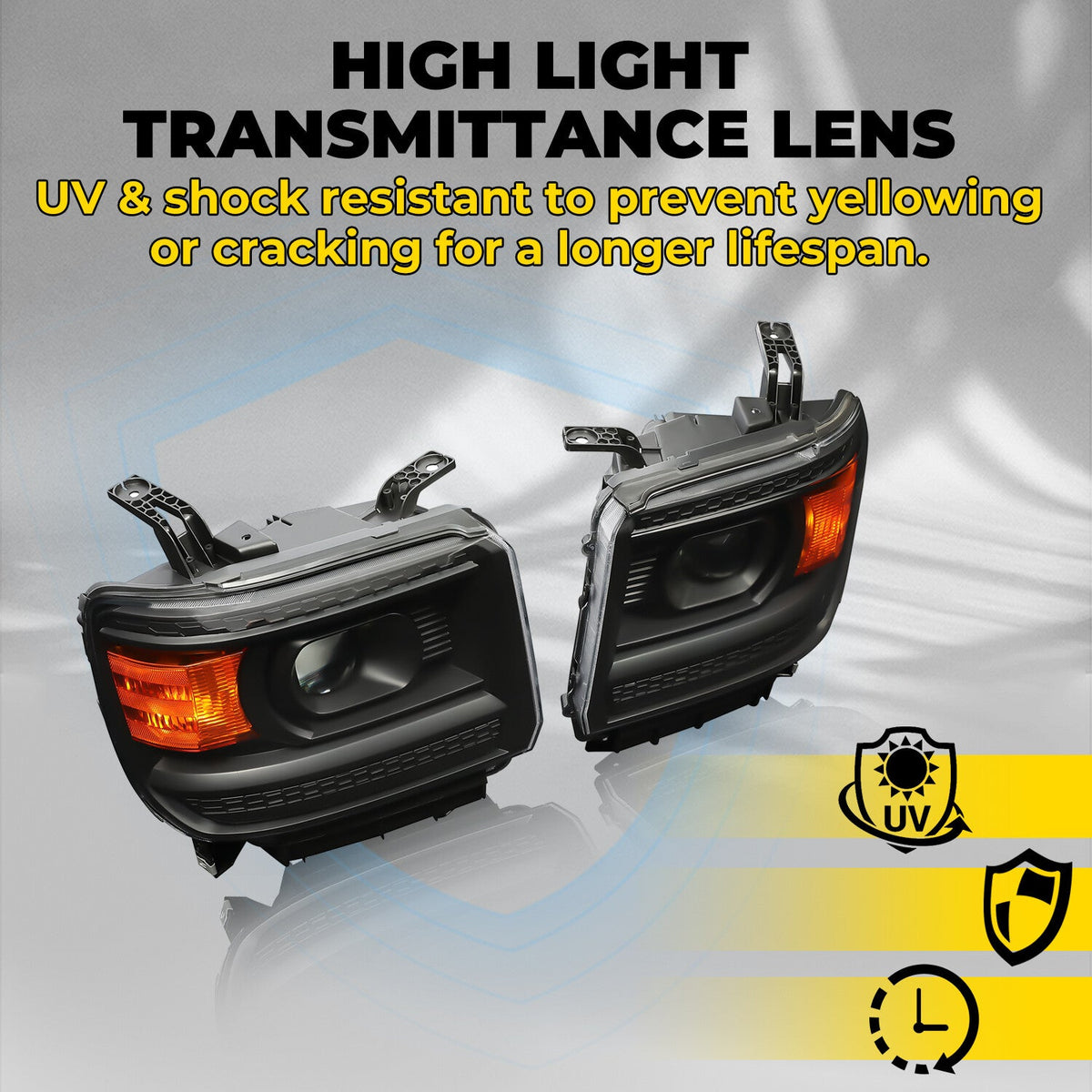 Projector Headlights For 2014-2015 GMC Sierra 1500 2500HD 3500HD Left+Right Pair