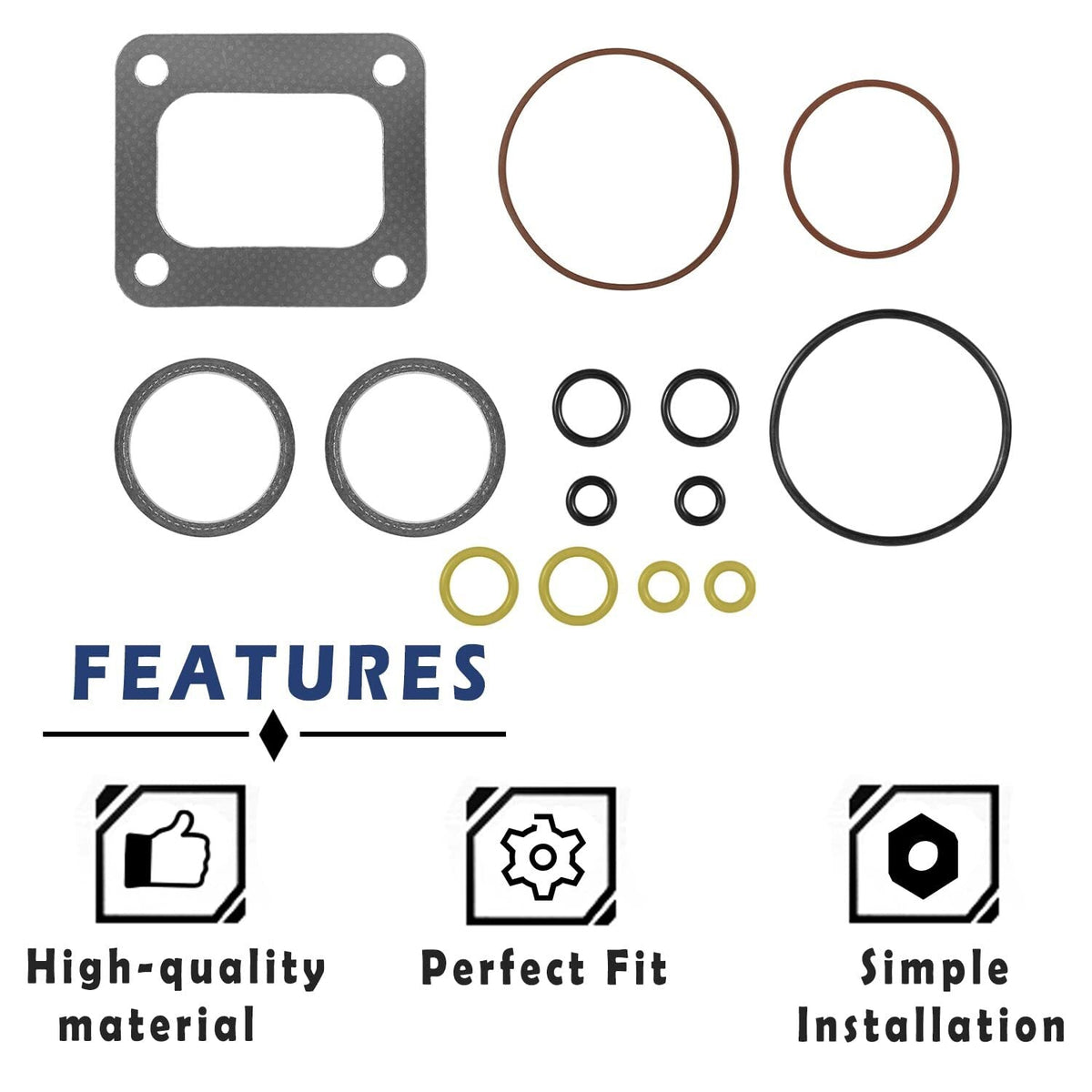 72468 Turbo Mounting Gaskets & Turbo Pedestal O-Ring Seal Gaskets for Ford 7.3L