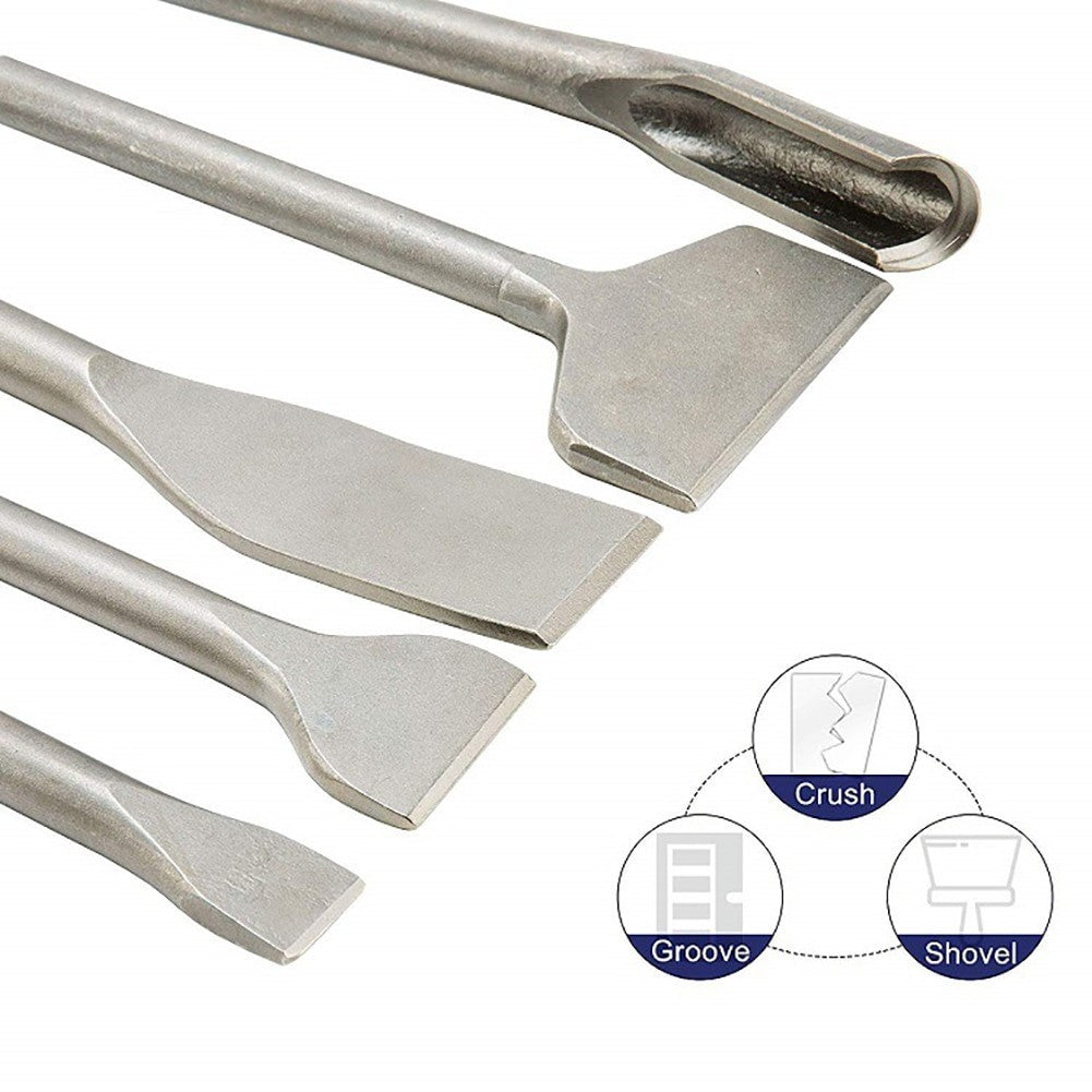 SDS Plus Hammer Drill Chisel Set, Rotary Hammer Bits for Tile Masonry Concrete