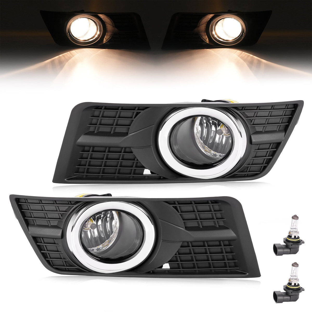 Pair Fog Lights w/Bezel Bumper Lamp Cover For Cadillac SRX 2010 - 2016 2015