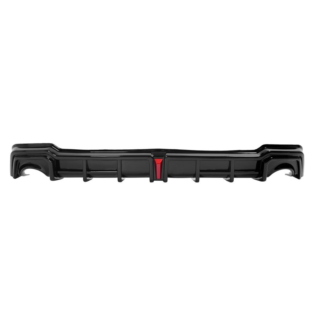 For 22-26 Honda Civic Sedan Black Rear Bumper Diffuser + Corner Spat w/LED Light
