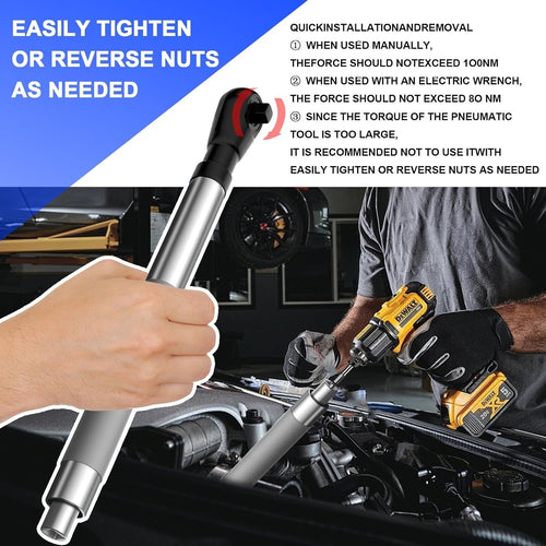 1/2" Offset Extension Wrench Impact Ratchet Extender for Electric Drill 3/8" 1/4