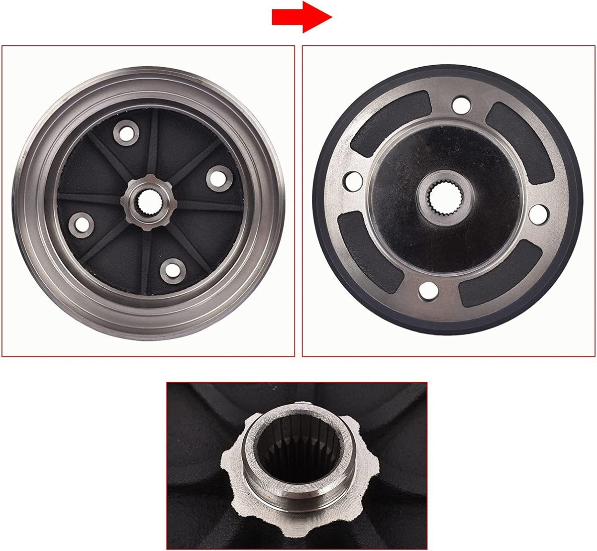Rear Brake Drum 41038-0035 For Kawasaki UTV Mule 2510 3000 3010 3020 4000 4010