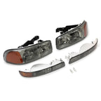Chrome Headlights+Bumper Lamp Smoke Lens For GMC Sierra 1500 Yukon XL 1999-2007