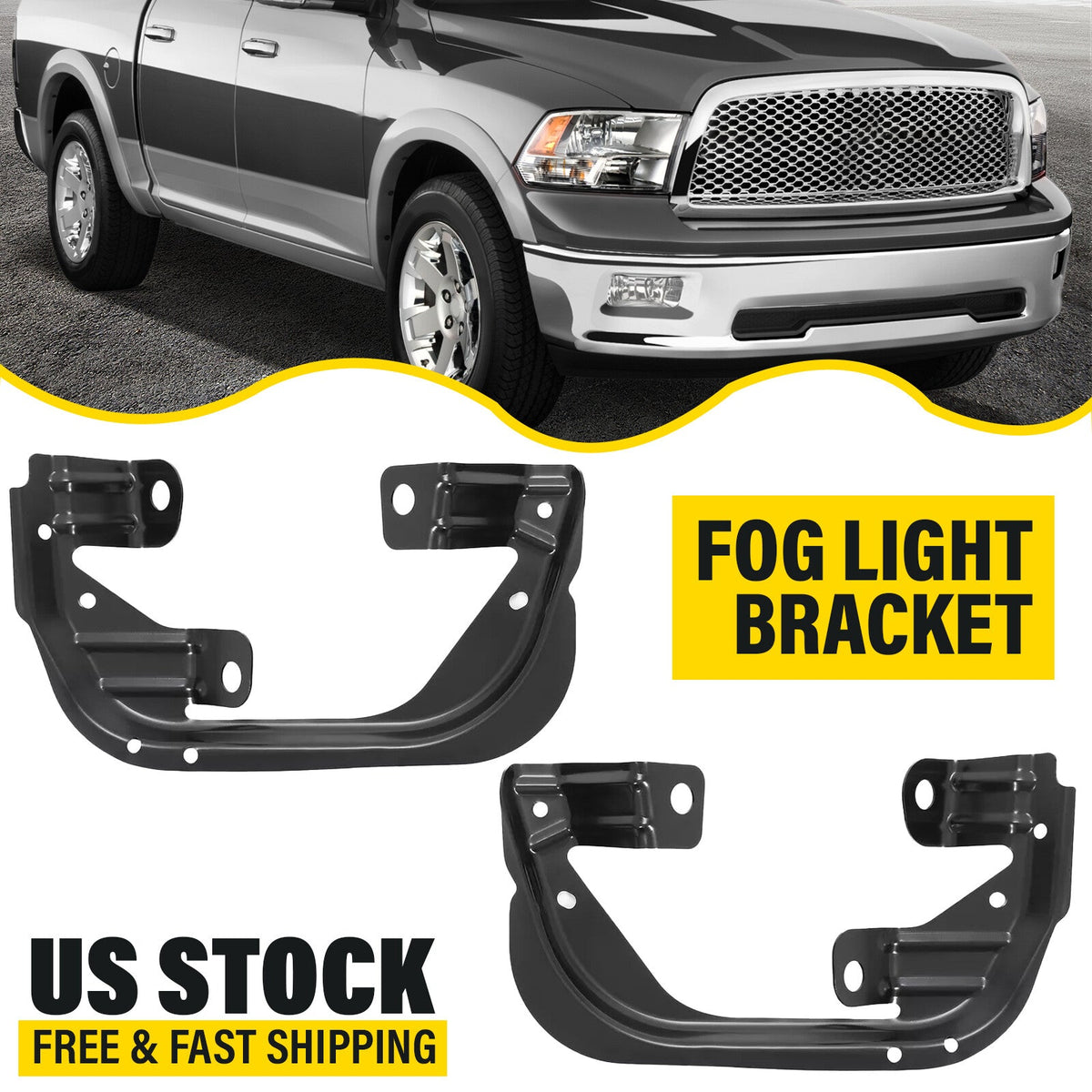 Fog Light Lamp Bracket Steel Pair for Dodge Ram 1500 2500 3500 Truck Pickup