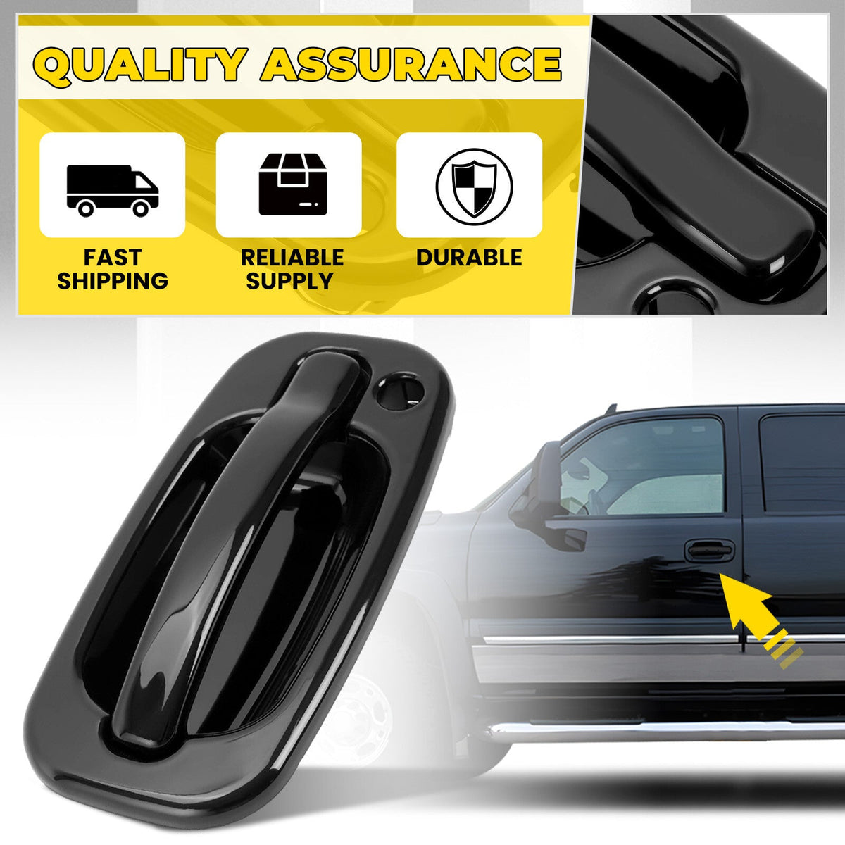 Door Handle Set For Chevy Silverado 1500 1999-2006 Smooth Black Front Outer 2PCS