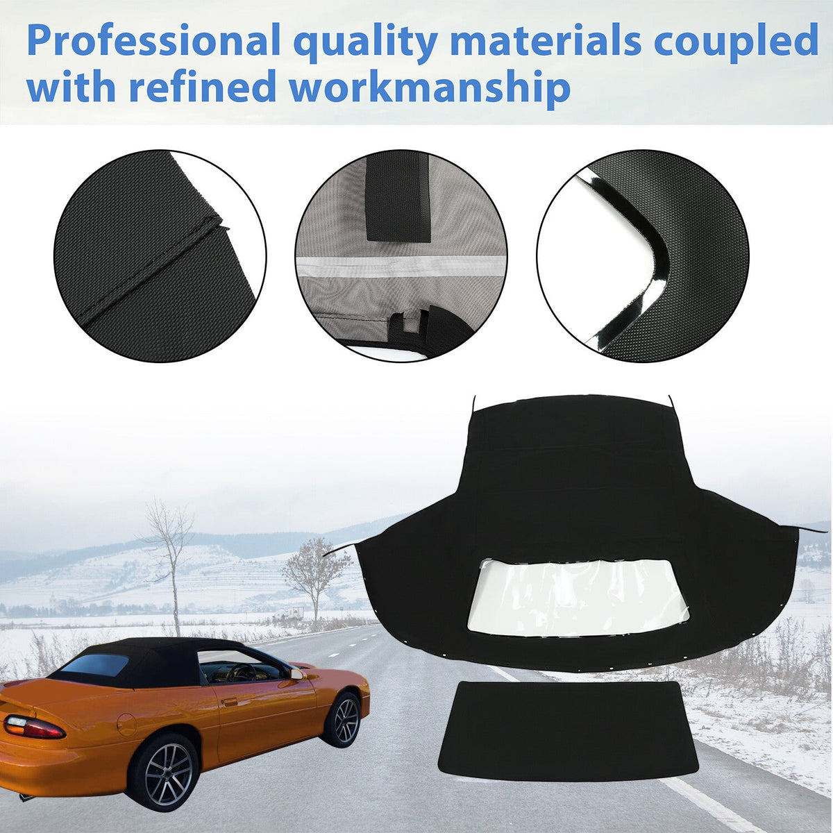 For 1994-2002 Chevrolet Camaro Black Convertible Soft Top & Plastic Window