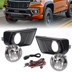Clear Fog Light For Chevy Colorado 2021-2022 w/Bezel Relay Switch Wire Bulb Pair