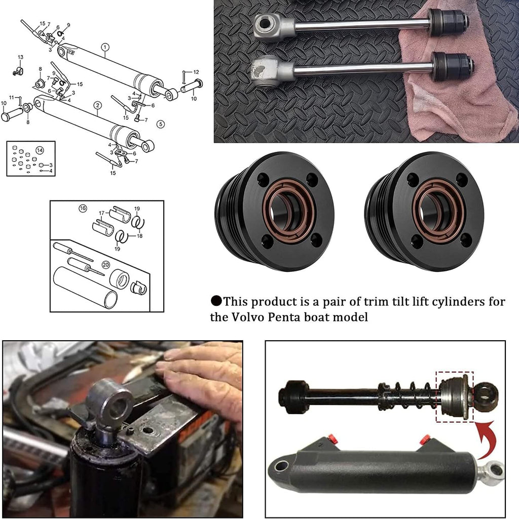 2Pcs Trim Tilt Cylinder RAM End Cap Rebuild/Repair Kit for Volvo Penta 290 DP SP