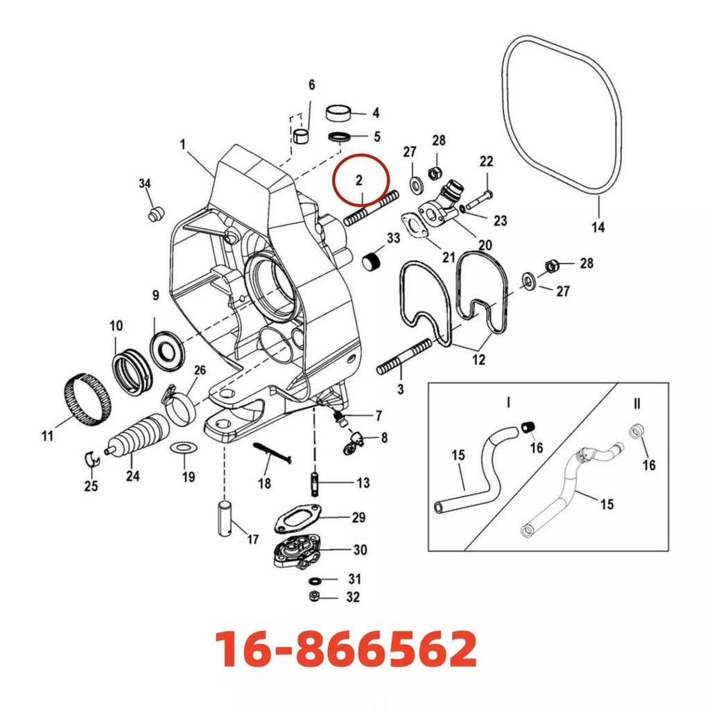 4Pcs For Mercruiser Alpha 1 Gen II-MC1-Bravo 1-2-3 Gimbal Housing Stud 16-866652
