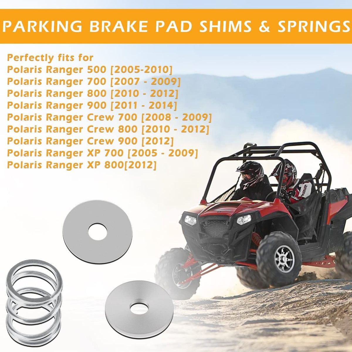 Parking Brake Pad Shims & Springs for 05-13 Polaris Ranger 500 700 800 900 EV
