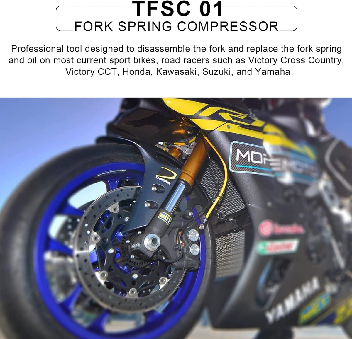 TFSC 01 Fork Spring Compressor Tool For Most Current Sport Bikes & Road Racers